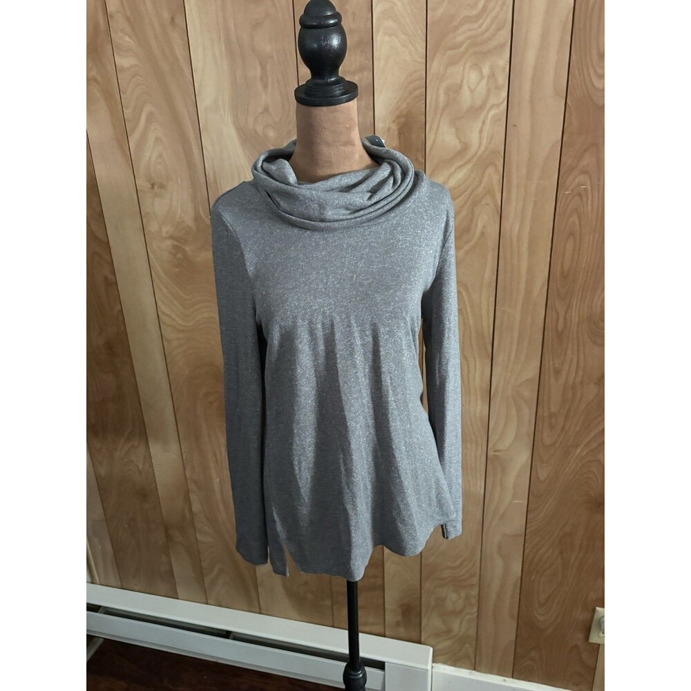 Loft Outlet Gray Shimmer Cowl Neck Long Sleeve‎ Ribbed Top XS Petite New